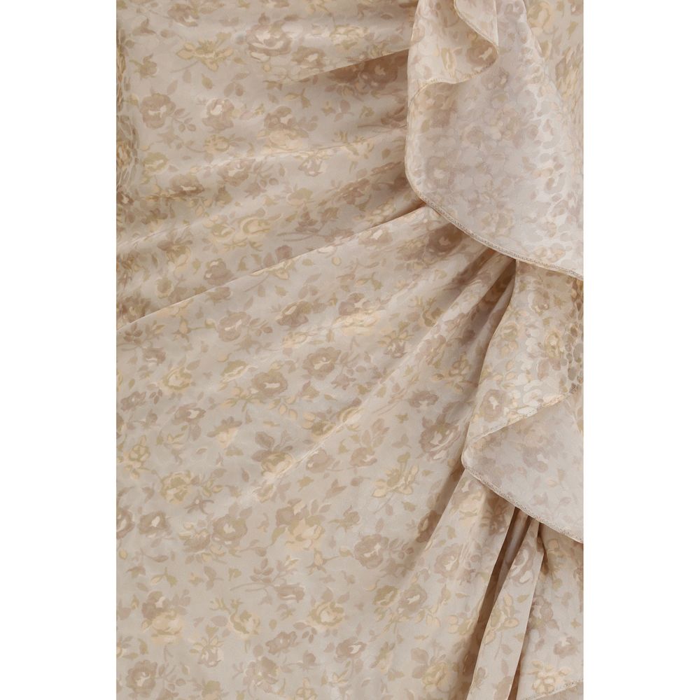 Alessandra Rich Beige Silk Casual Dress