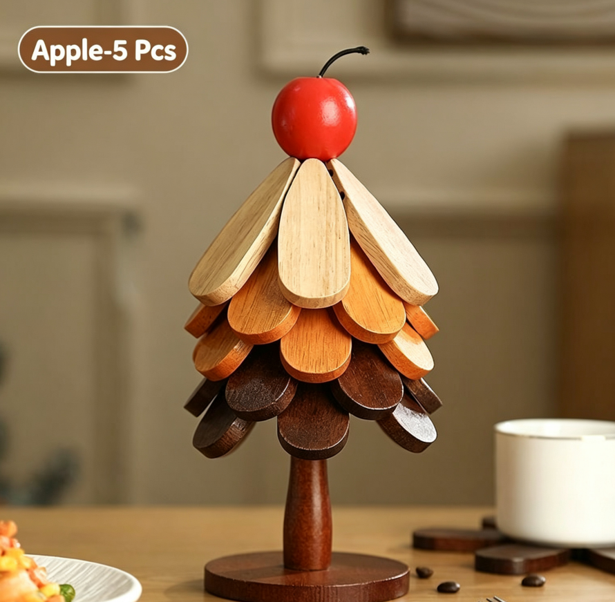 ü™µ Solid Wood Heat Resistant, Protect Table From Scalding - Tree Shaped Foldable Wooden TrivetüéÑ