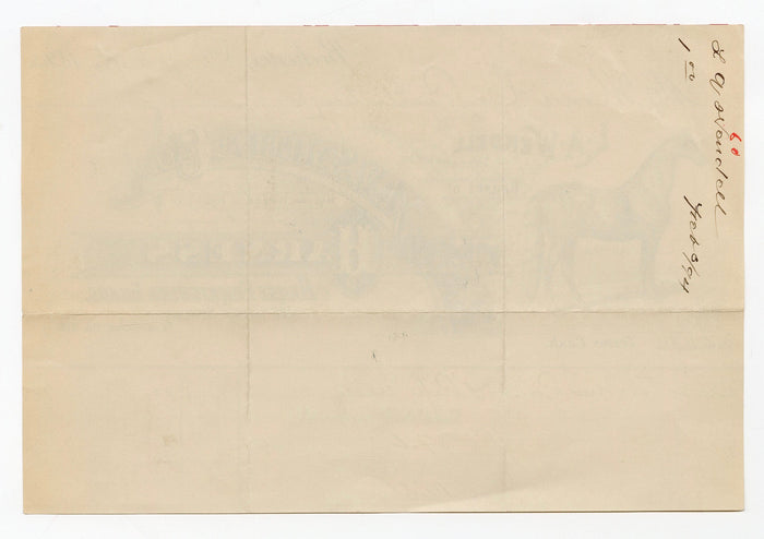 1894 A.V. Smith & Co. Harness and Horse Furnishing Goods Billhead and Die-cut Trade Card Set