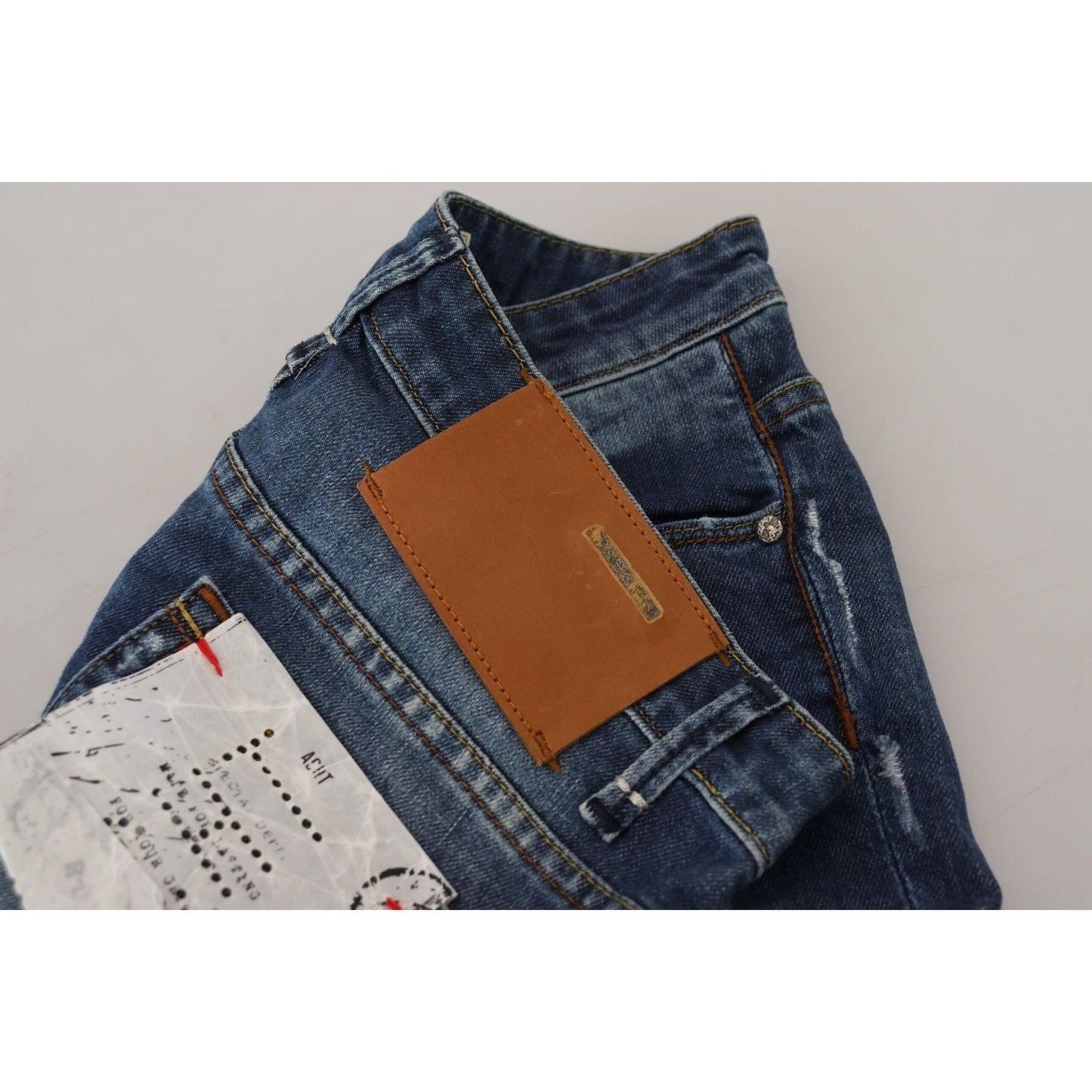 Acht Blue Washed Cotton Slim Fit Women Denim Jeans