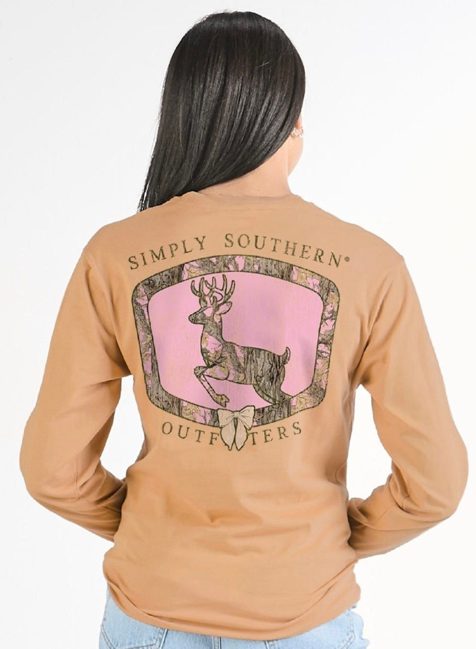 Camo LS deer tee