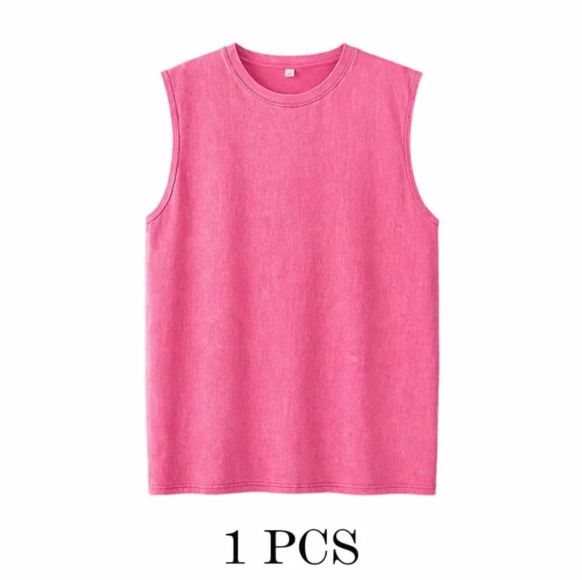 ‚ö° Hot Sales üî• 4-Pack Men's Washed Sleeveless Vest ‚Äì Heavyweight Cotton, Acid Wash, Oversized Gym & Streetwear