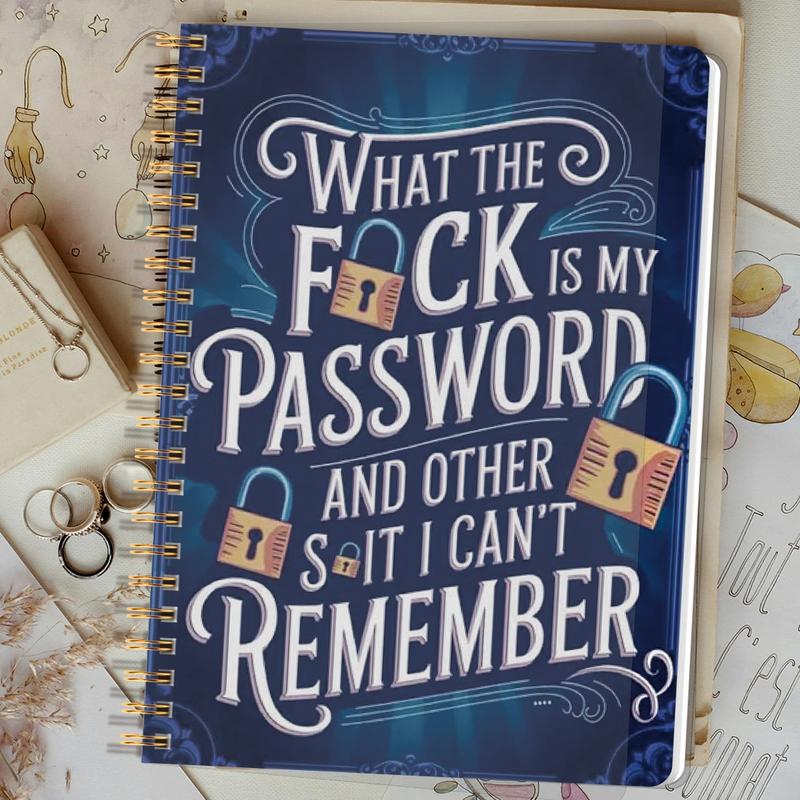 üìÖFunny Password Notebook - Spiral Bound with Lock Icons & Funny Security Phrases‚úçÔ∏è