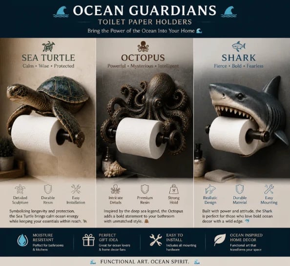 üåä Ocean Guardians Toilet Paper Holder Series