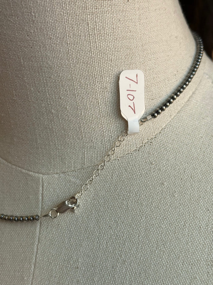 Freshwater pearl necklace clasp and lobster hook with silver-toned chain and beads