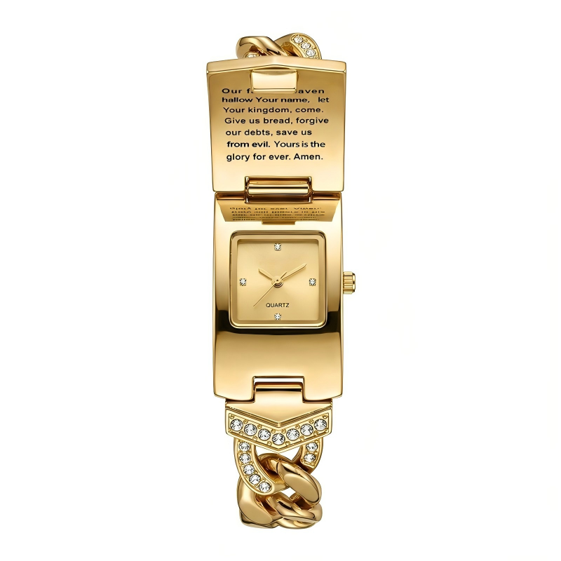 Sparkling Crystal Cross Watch‚ÄîGeometric Rectangular Dial, Premium Metal Strapüíé