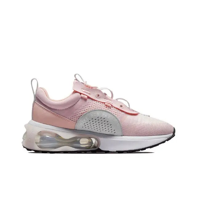 Nike Air Max 2021 sneakers with light pink mesh upper, grey panel, and Air unit