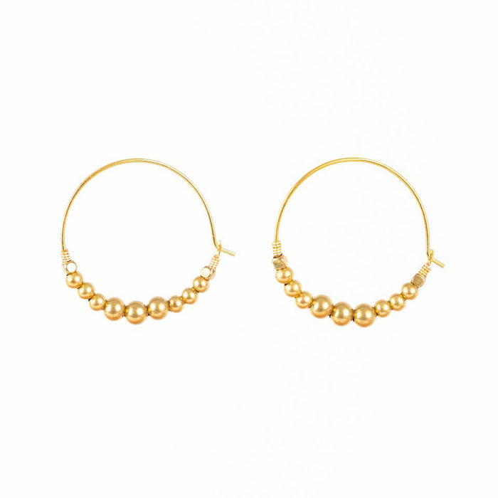 Brass Ball Hoop Earring
