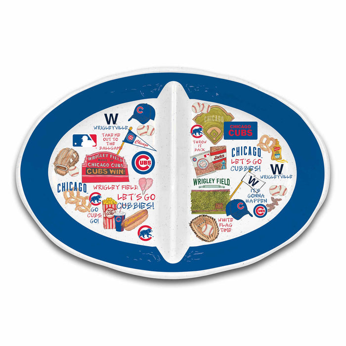 Chicago Cubs Collage Two Section Serving Tray