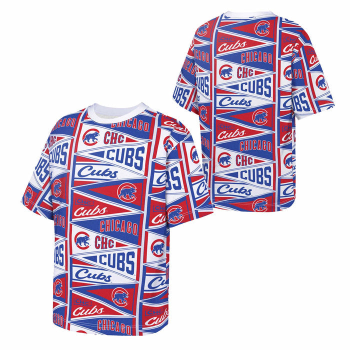 Chicago Cubs Youth All Over Pennant Short Sleeve T Shirt