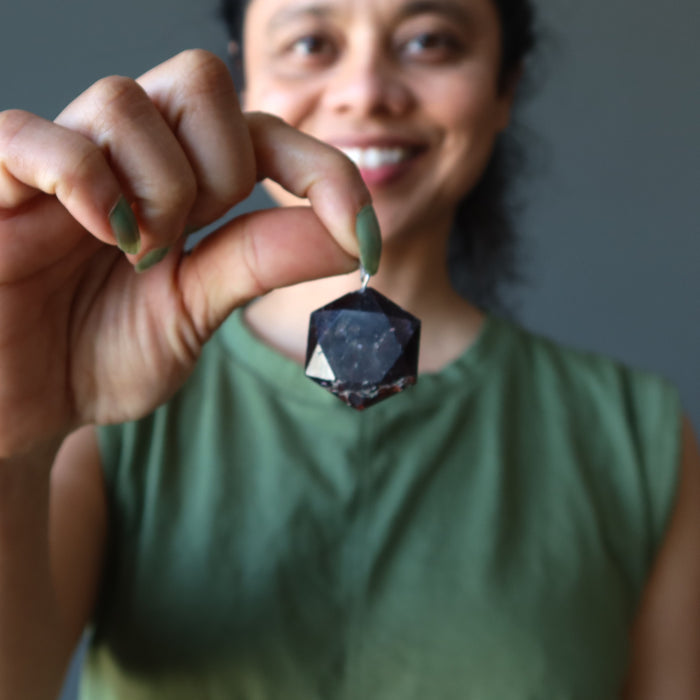 red garnet hexagon pendant