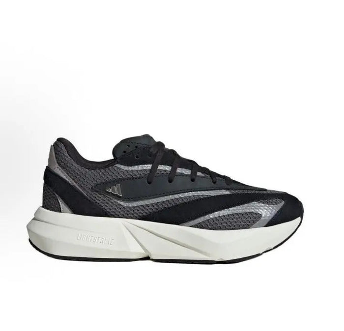 Adidas Lightblaze side view, black mesh sneakers with white midsole