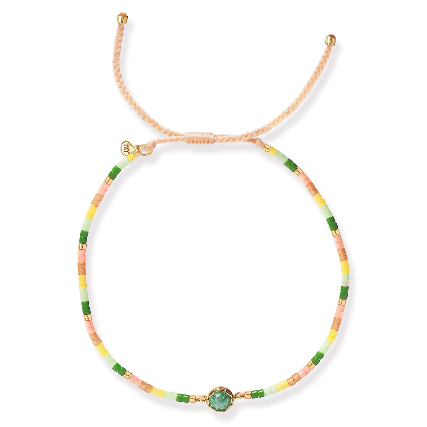 Handmade Beaded Bracelet With Glass Stone Accent