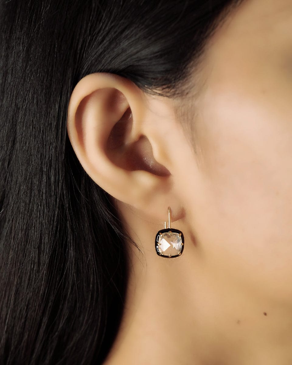Square Shaped Cz Dangle With Enamel Bezel