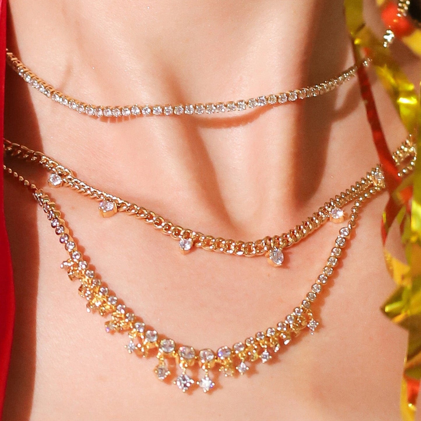 Statement Curb Chain with Sparkle Drops