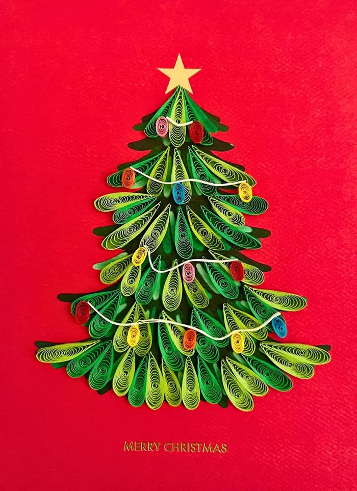 Xmas Tree Quill Christmas Card