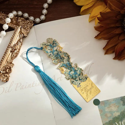 üìö‚ú® 8-Piece Gold Metal Bookmark Set with Tassel ‚Äì Van Gogh & Monet Inspired Gift for Book Lovers üé®