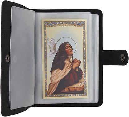 ‚úùÔ∏è Catholic Genuine Leather Holy Card Holder ‚Äì Pocket Prayer Card Organizer with Snap Closure