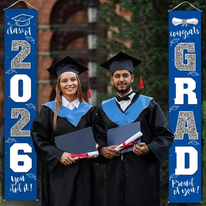 üéìClass of 2026 Graduation Banner 11.8" x 70.87" | Congrats Grad Front Door Porch Decor for Graduation Party (‚ú®Set of 2)
