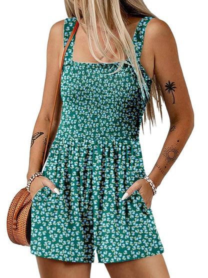 ‚è∞Hot Sale 49% OFFüíÉWomen's Summer Square Neck Sleeveless Loose Casual Short Smocked Romper