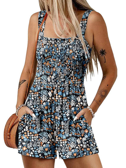 ‚è∞Hot Sale 49% OFFüíÉWomen's Summer Square Neck Sleeveless Loose Casual Short Smocked Romper