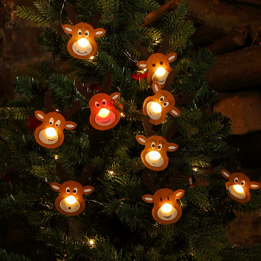 10 Reindeer String Warm White Berry Lights