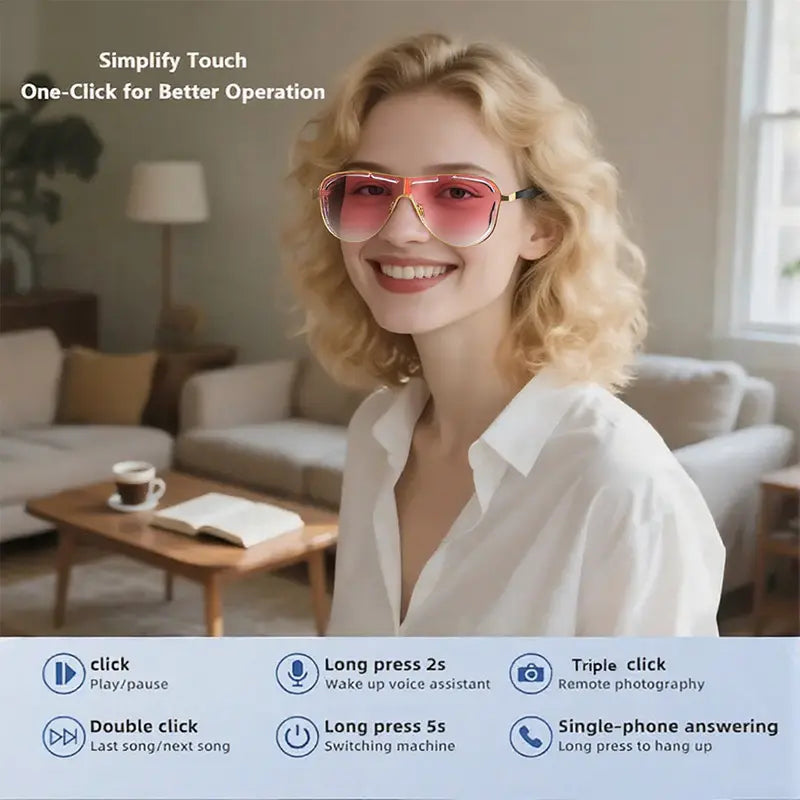 Smart Bluetooth 5.4 Audio Sunglasses ‚Äì Open-Ear Wireless Music Glasses with UV Protection & Hands-Free Calling