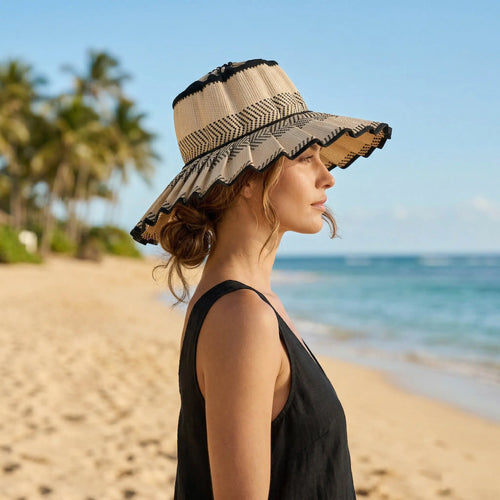 Handmade Foldable Straw Sun Hat for Women ‚Äì UPF 50+ Wide Brim Pleated Beach Hat with Ponytail Opening & Packable Roll-Up Design