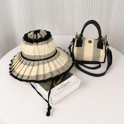 Handmade Foldable Straw Sun Hat for Women ‚Äì UPF 50+ Wide Brim Pleated Beach Hat with Ponytail Opening & Packable Roll-Up Design