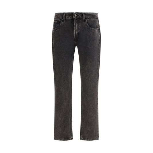7FOR Black Cotton Straight-Leg Jeans