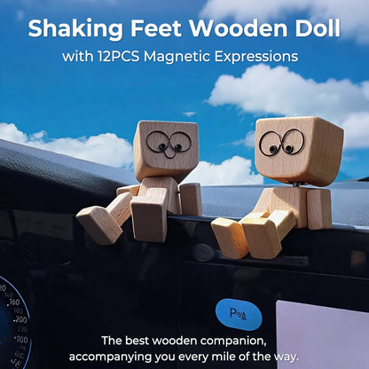 üî•Charming Little Wooden Figure That Sways with 12PCS Magnetic Expressions