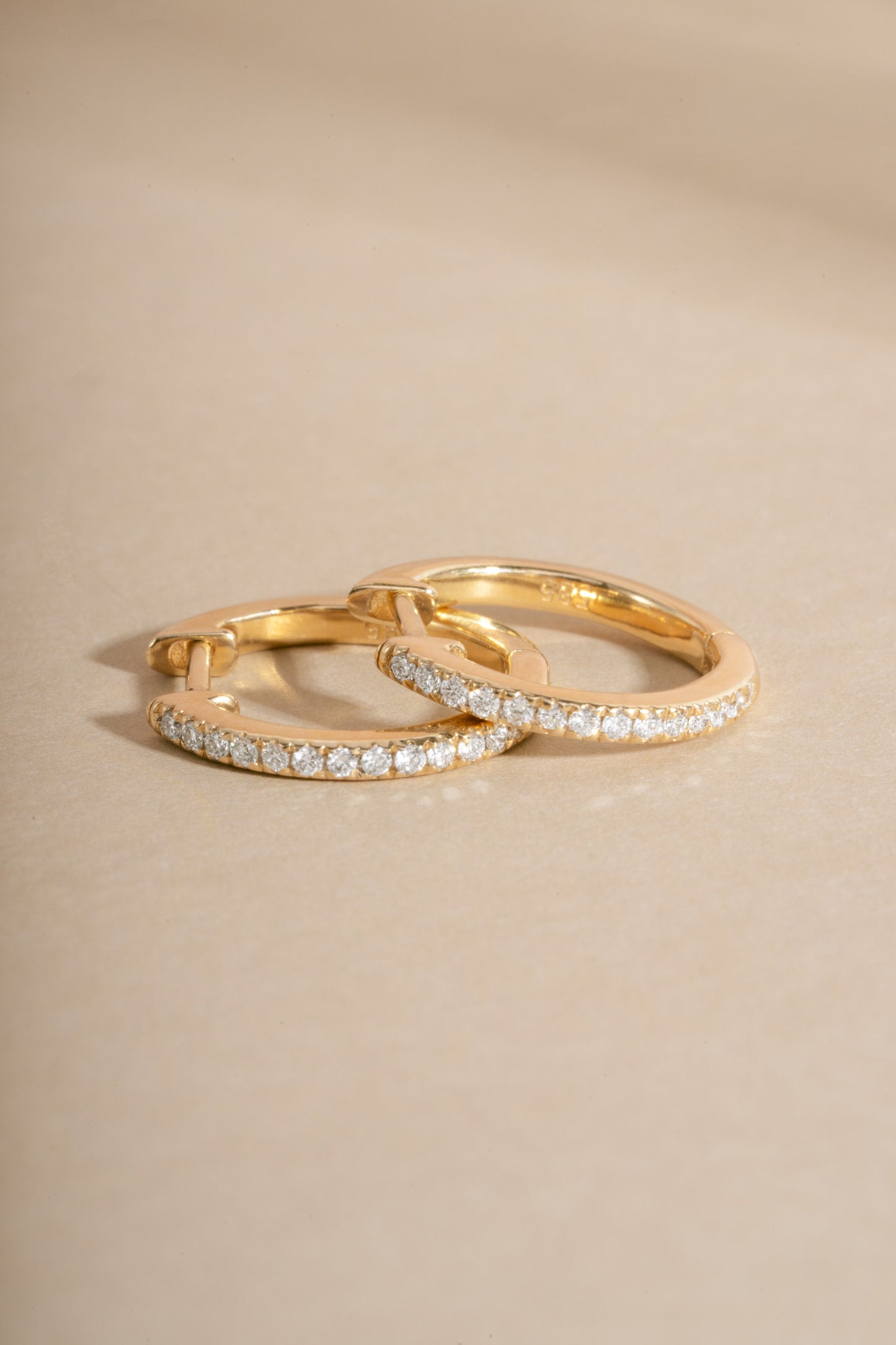 14K Solid Gold 11mm Pavé Lab Grown Diamond Huggies