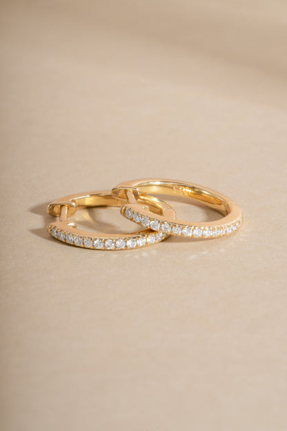 14K Solid Gold 11mm Pavé Lab Grown Diamond Huggies