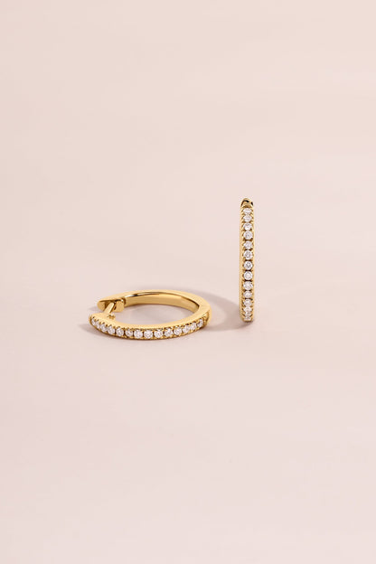 14K Solid Gold 11mm Pavé Lab Grown Diamond Huggies