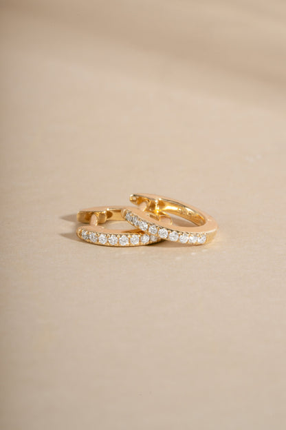 14K Solid Gold 8mm Pavé Lab Grown Diamond Huggies