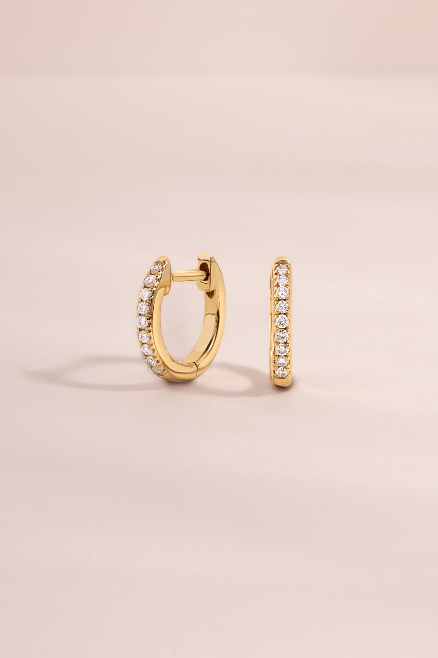 14K Solid Gold 8mm Pavé Lab Grown Diamond Huggies