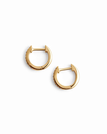 14K Solid Gold 8mm Pavé Lab Grown Diamond Huggies
