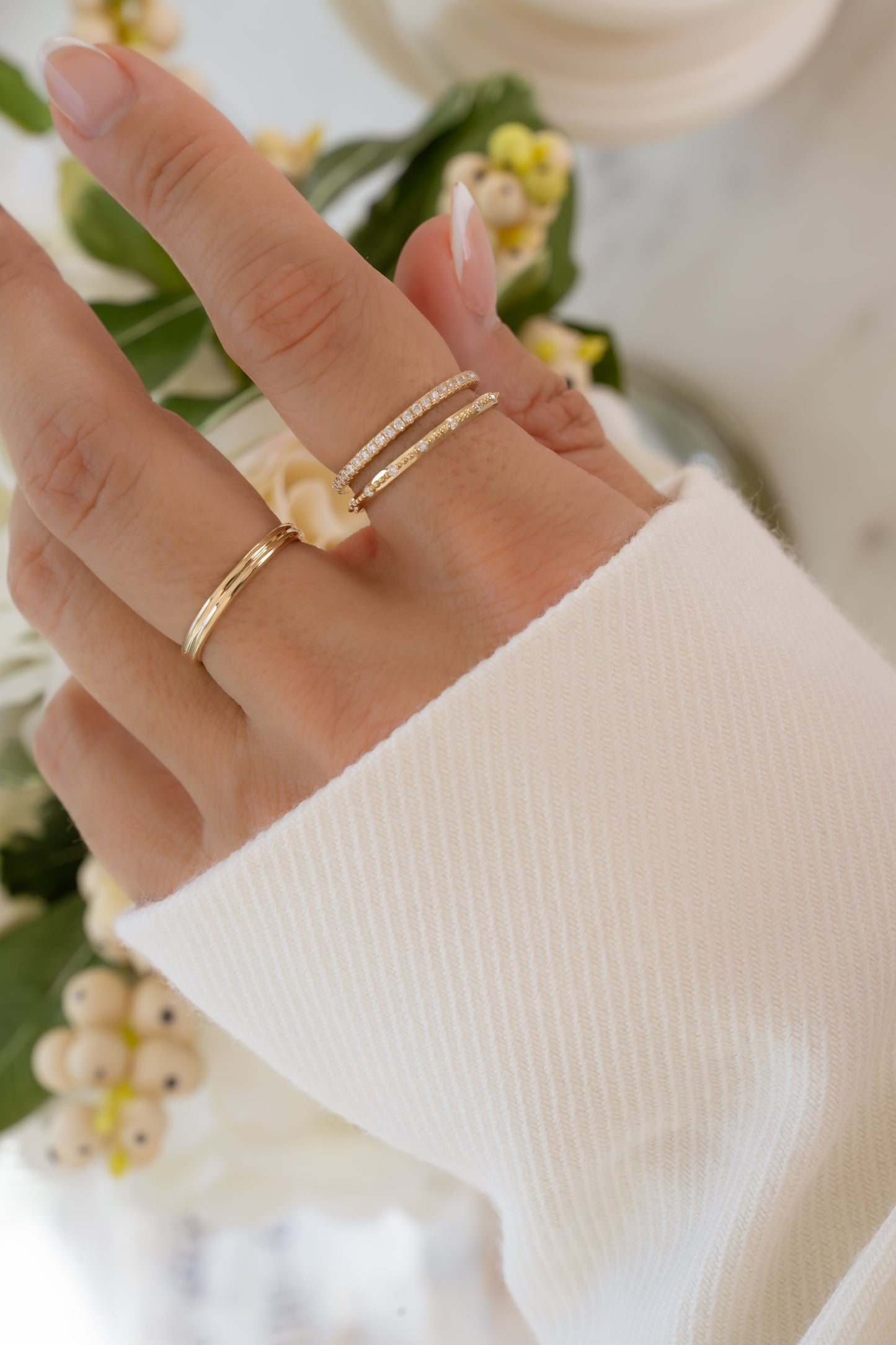 14K Solid Gold Double Band Ring