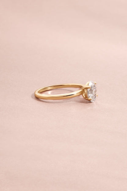 14K Solid Gold Oval Solitaire Lab Grown Diamond Ring