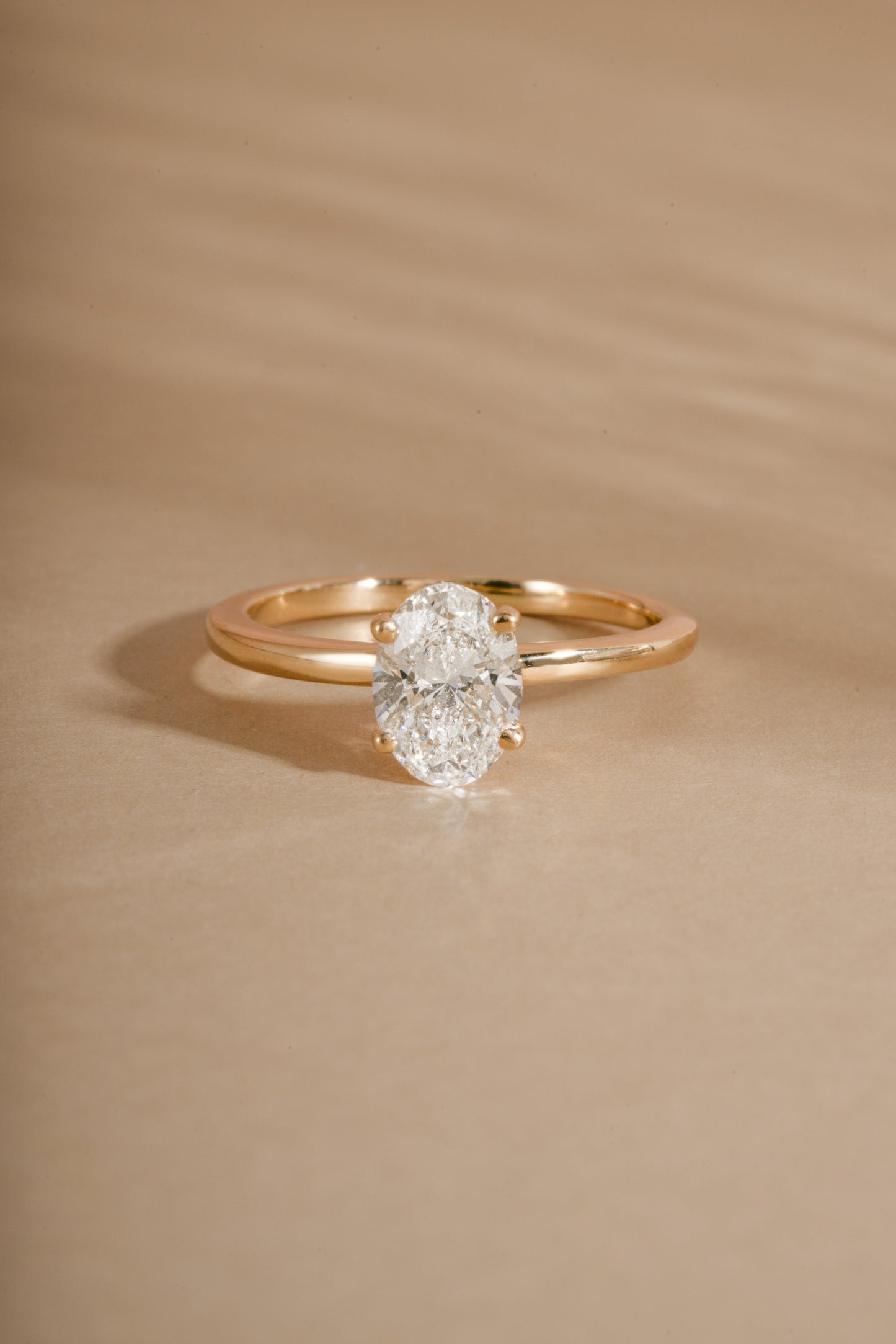 14K Solid Gold Oval Solitaire Lab Grown Diamond Ring