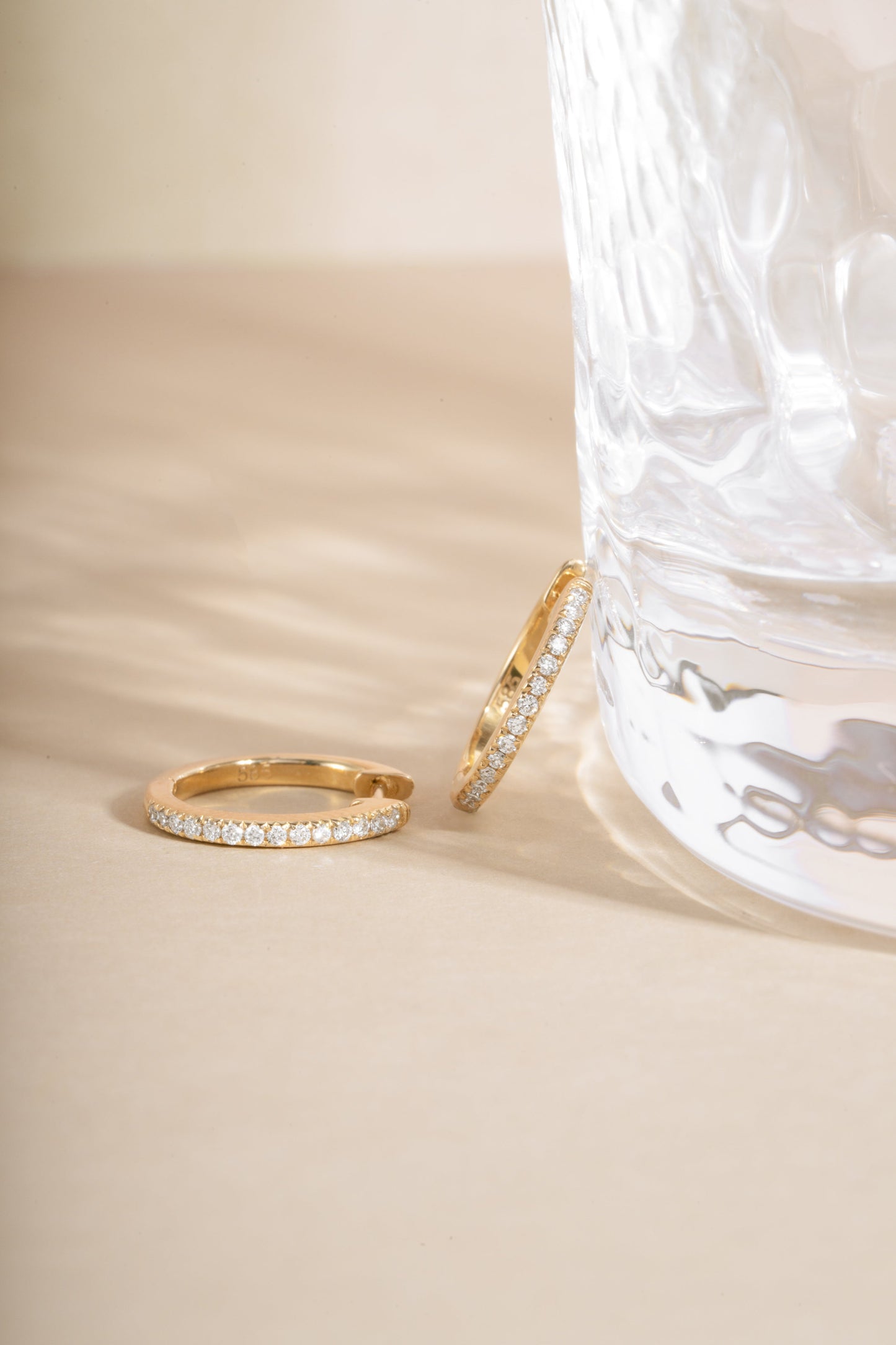 14K Solid Gold 11mm Pavé Lab Grown Diamond Huggies