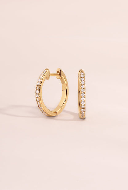 14K Solid Gold 11mm Pavé Lab Grown Diamond Huggies