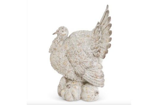 15.75" Tan Distressed Turkey on Pumpkin