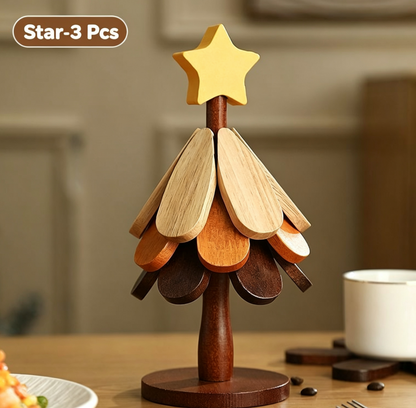 ü™µ Solid Wood Heat Resistant, Protect Table From Scalding - Tree Shaped Foldable Wooden TrivetüéÑ