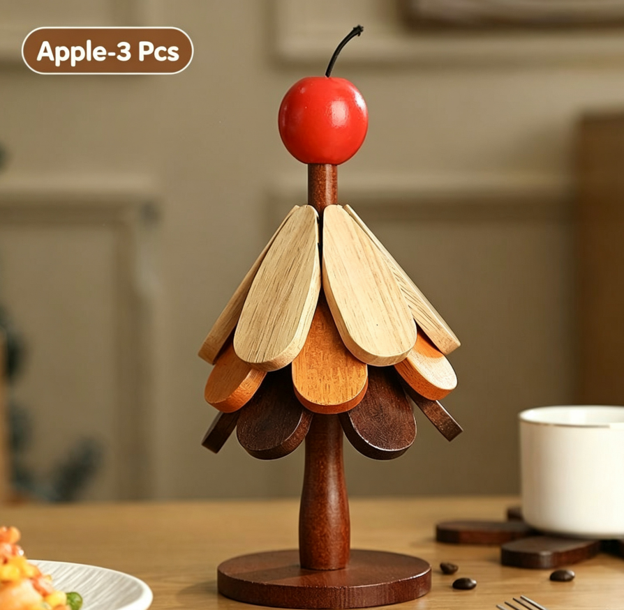 ü™µ Solid Wood Heat Resistant, Protect Table From Scalding - Tree Shaped Foldable Wooden TrivetüéÑ
