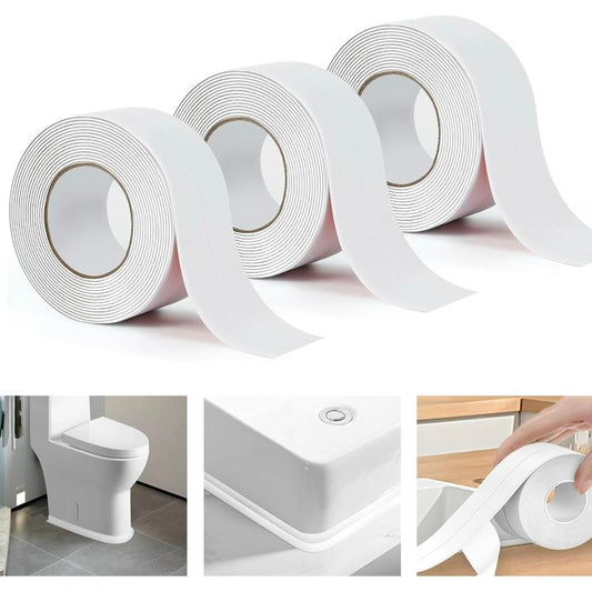 Waterproof Acrylic Caulk Tape ‚Äì 2 Rolls, Cuttable, 10.5ft x 1.4in, with Sealing Tool ‚Äì For Bath, Toilet, Sink & Kitchen