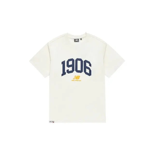 Short-sleeve T-shirt, white, "1906" front graphic with New Balance logo