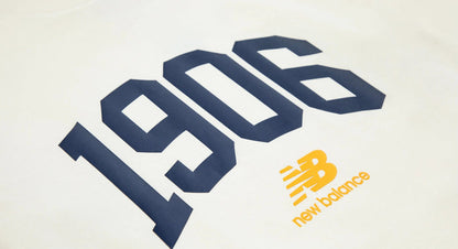 Short-sleeve T-shirt with "1906" navy print and New Balance wordmark, white