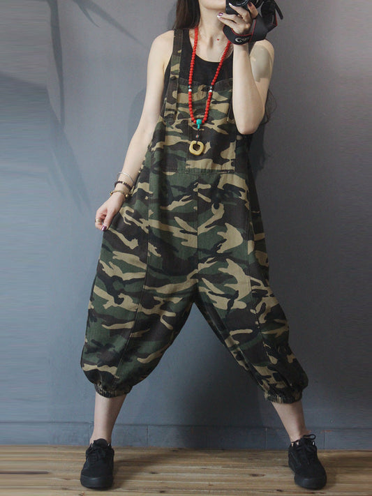 Camouflage Cotton Dungaree - Relaxed Harem Fit