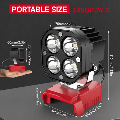 Dailyardtool¬Æ LED Work Light Compatible with Milwaukee 18V Battery/Dewalt 18V&20V Battery